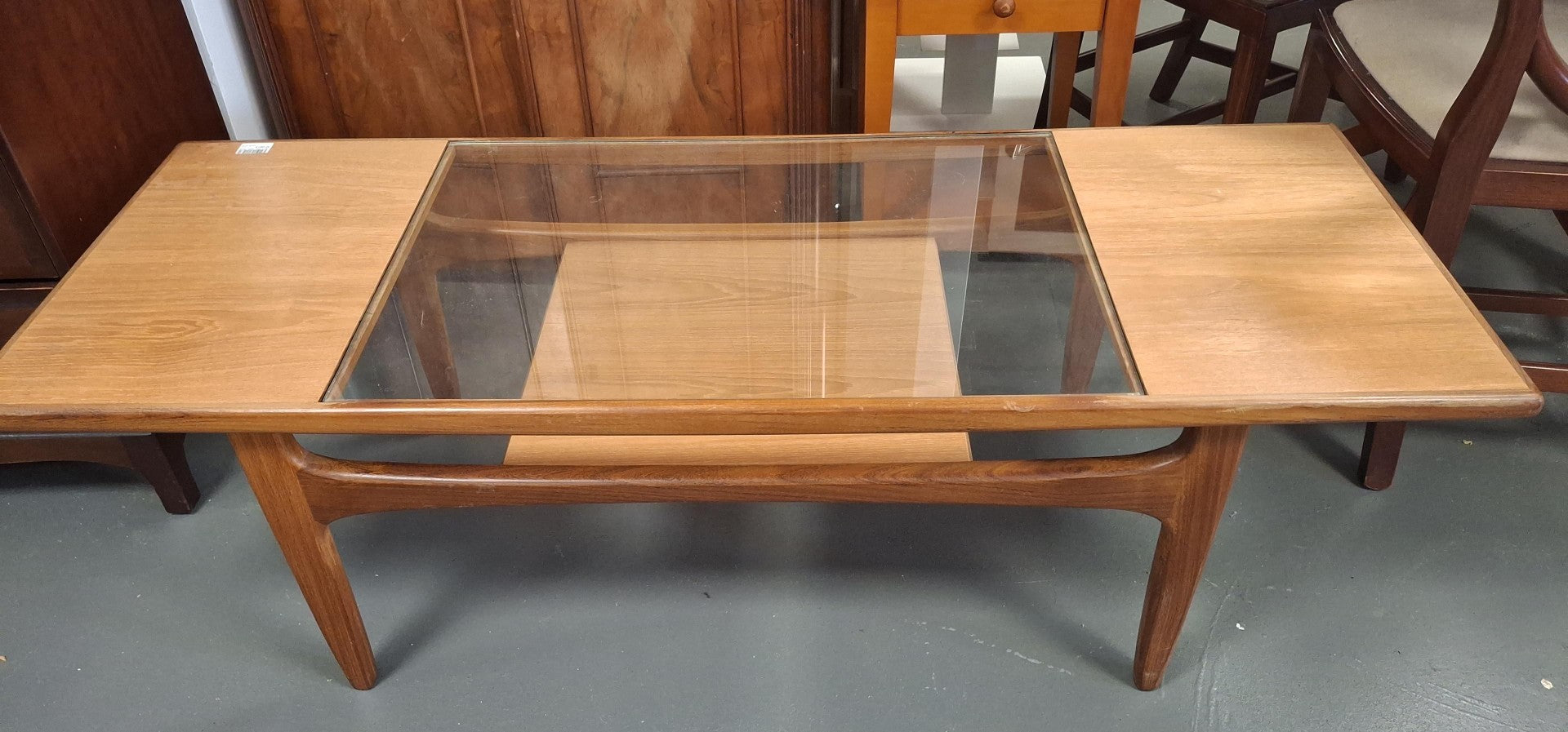 Mid-century coffee table with glass insert