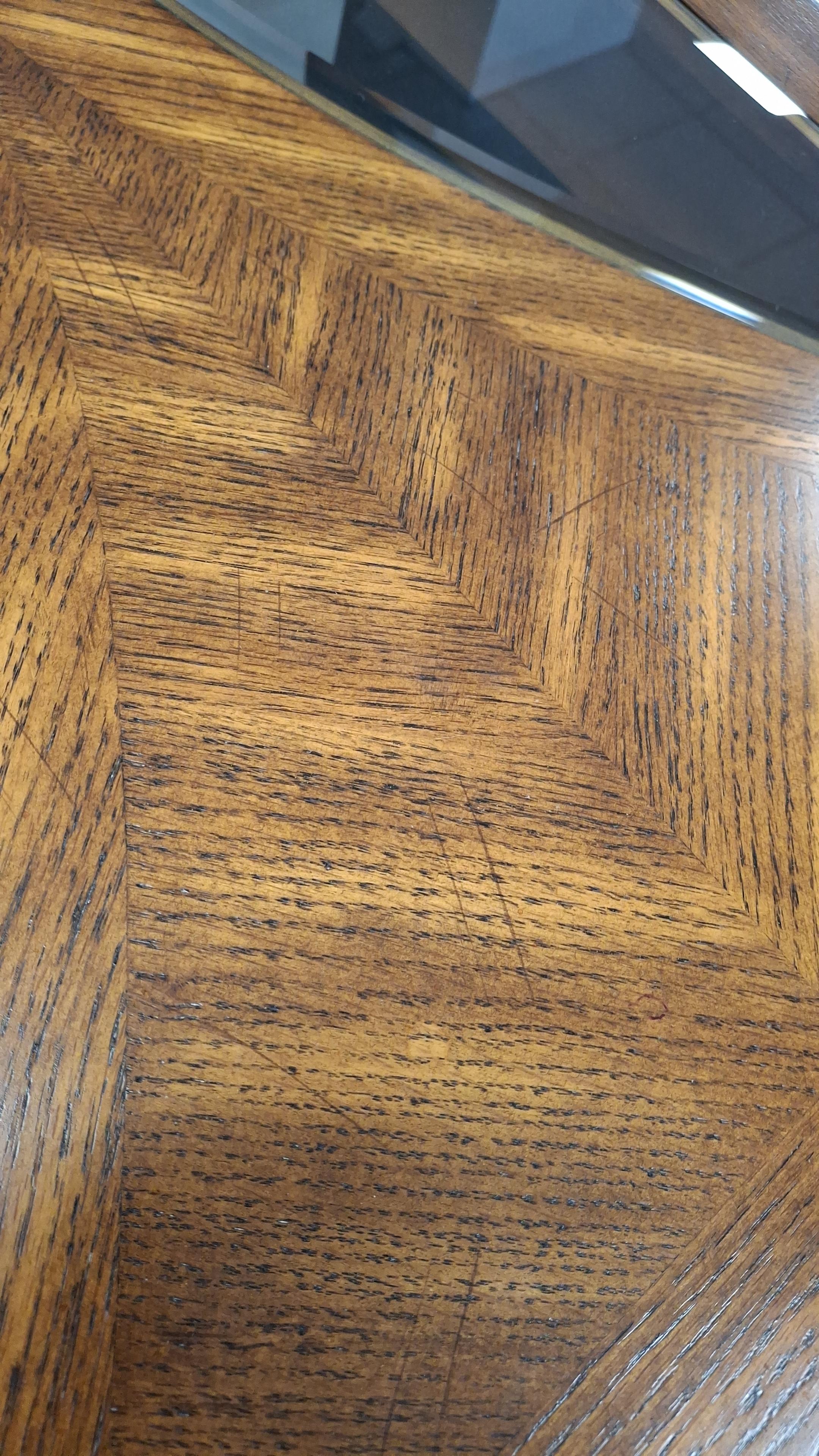 Solid wood coffee table with glass inserts