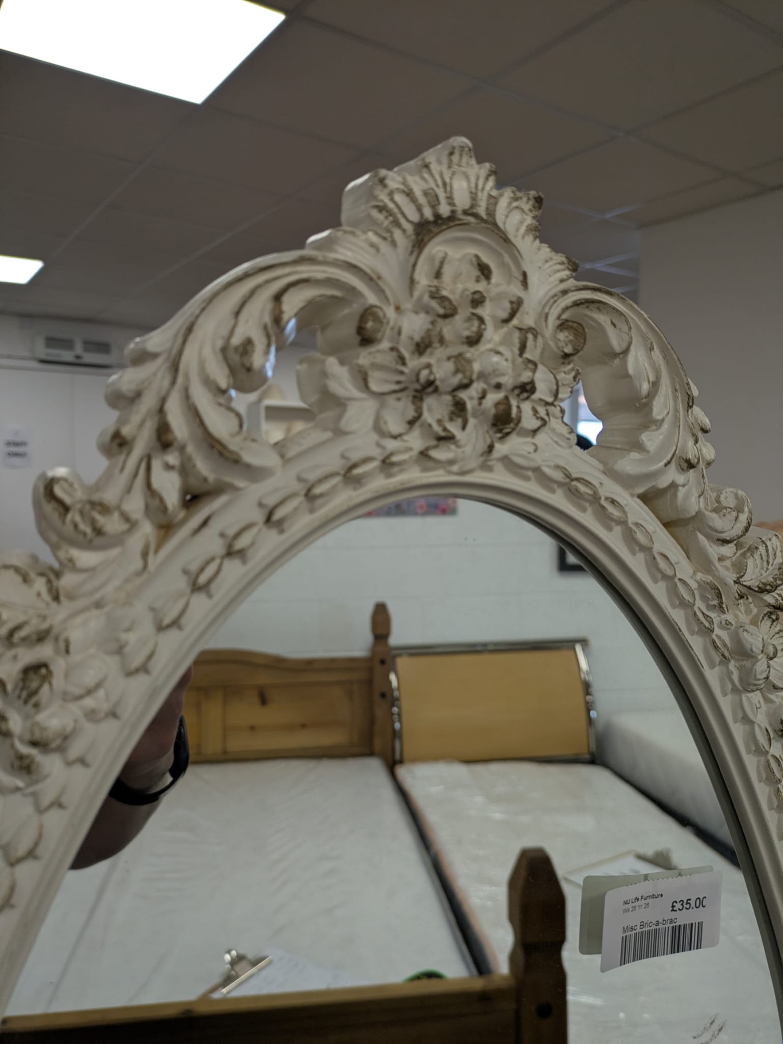 French Country Style Standing Mirror with Drawer