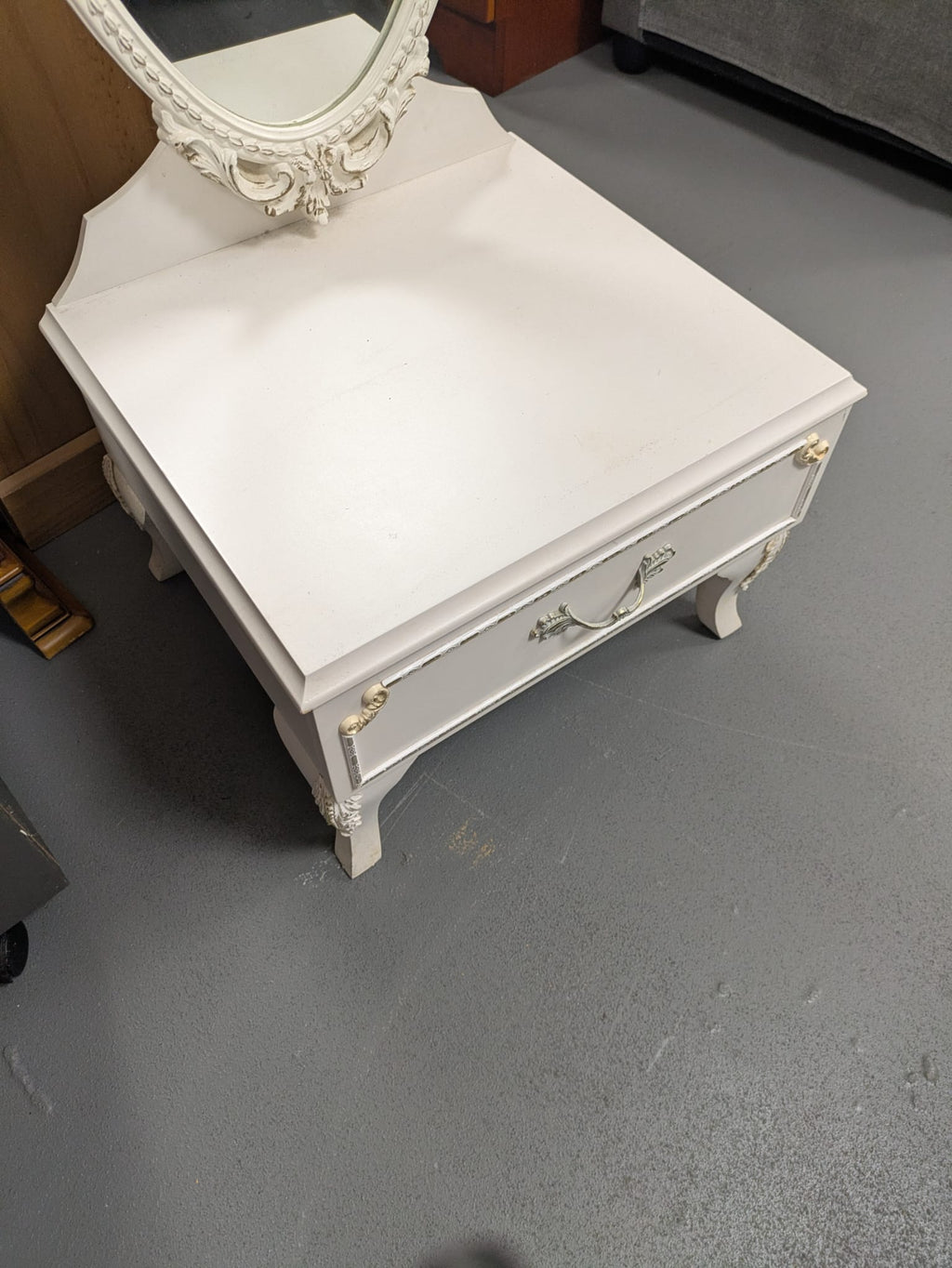 French Country Style Standing Mirror with Drawer