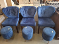 Royal blue velvet chairs and stools