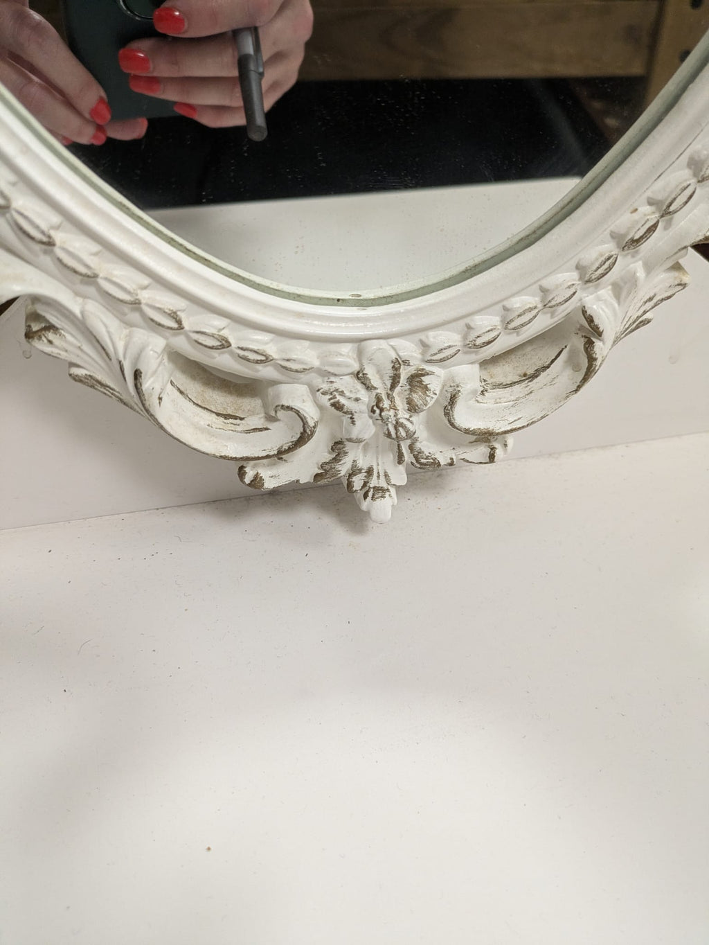 French Country Style Standing Mirror with Drawer