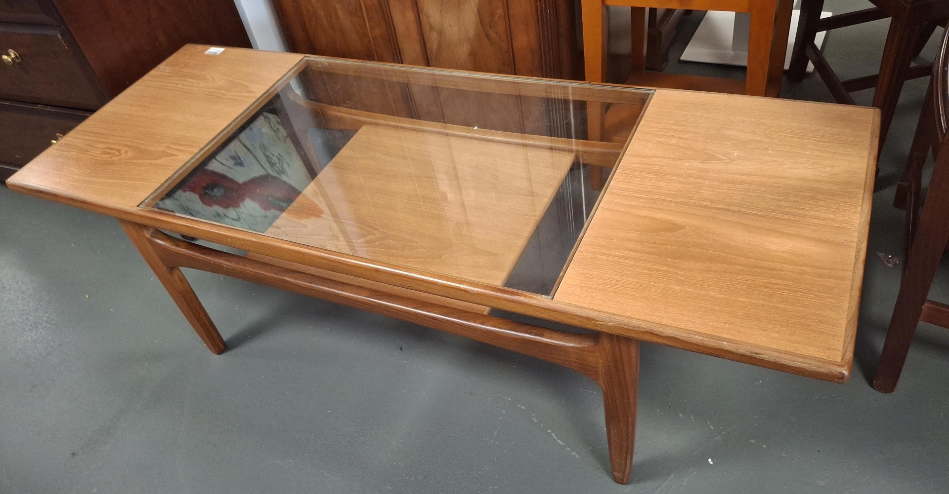 Mid-century coffee table with glass insert